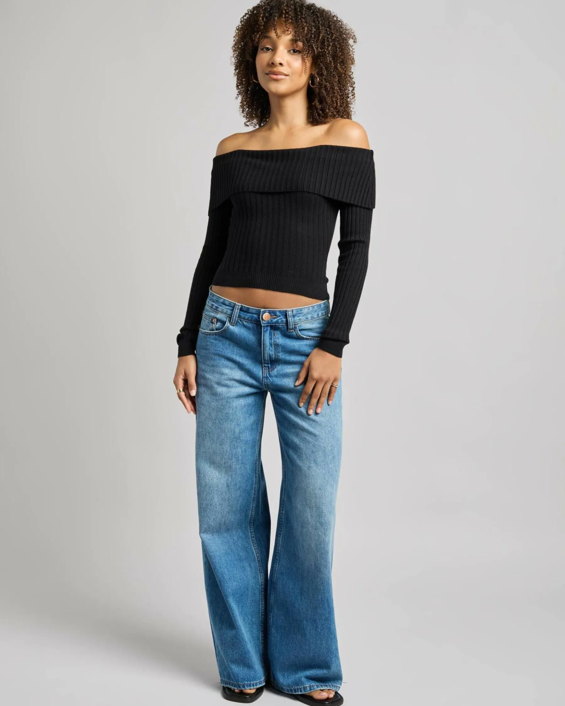Tops*Ava And Ever Ari Off Shoulder Knit Top Black