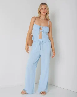 Sets|Linen Blend*Mooloola Aria Dallis Pants Powder Blue