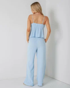 Sets|Linen Blend*Mooloola Aria Dallis Pants Powder Blue