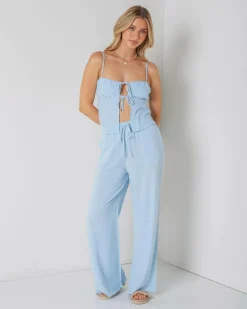 Sets|Linen Blend*Mooloola Aria Dallis Pants Powder Blue