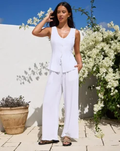 Hot Aria Dallis Pants Women Sets|Linen Blend