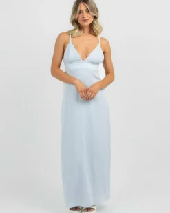 Linen Blend|Dresses*Mooloola Arthur Maxi Dress Blue Print