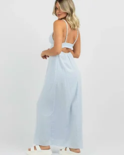 Linen Blend|Dresses*Mooloola Arthur Maxi Dress Blue Print