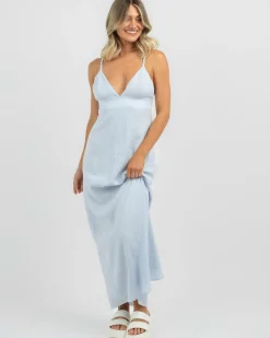 Linen Blend|Dresses*Mooloola Arthur Maxi Dress Blue Print