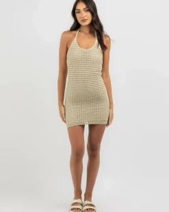 Dresses*Mooloola Aruba Crochet Knit Dress Sand
