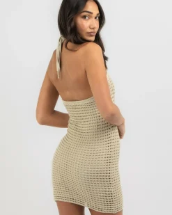 Dresses*Mooloola Aruba Crochet Knit Dress Sand