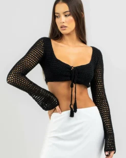 Tops*Ava And Ever Ashy Crochet Ultra Crop Top Black