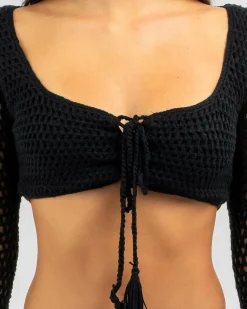 Tops*Ava And Ever Ashy Crochet Ultra Crop Top Black