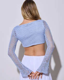Tops*Ava And Ever Ashy Crochet Ultra Crop Top Baby Blue