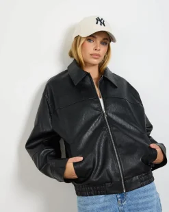 Hot Aston Faux Leather Jacket Women Jackets & Coats