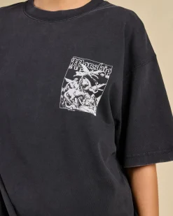 Tops*Worship Supplies At Peace Oversized Fit T-Shirt Black Sun Fade