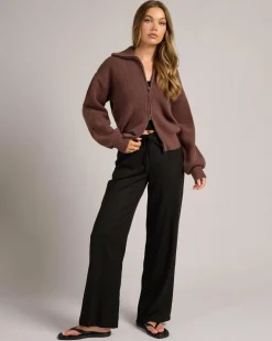 Knitwear|Jumpers & Hoodies*Mooloola Aurora Zip Knit Chocolate