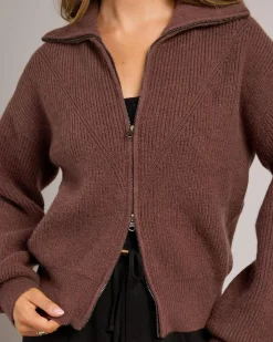 Knitwear|Jumpers & Hoodies*Mooloola Aurora Zip Knit Chocolate