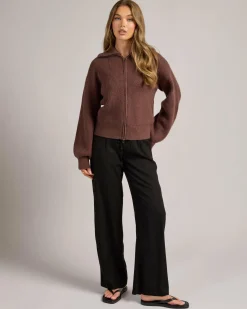 Knitwear|Jumpers & Hoodies*Mooloola Aurora Zip Knit Chocolate