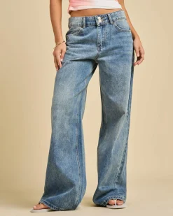 Denim|Bottoms*DESU Austin Wide Leg Jeans Blasted Garage