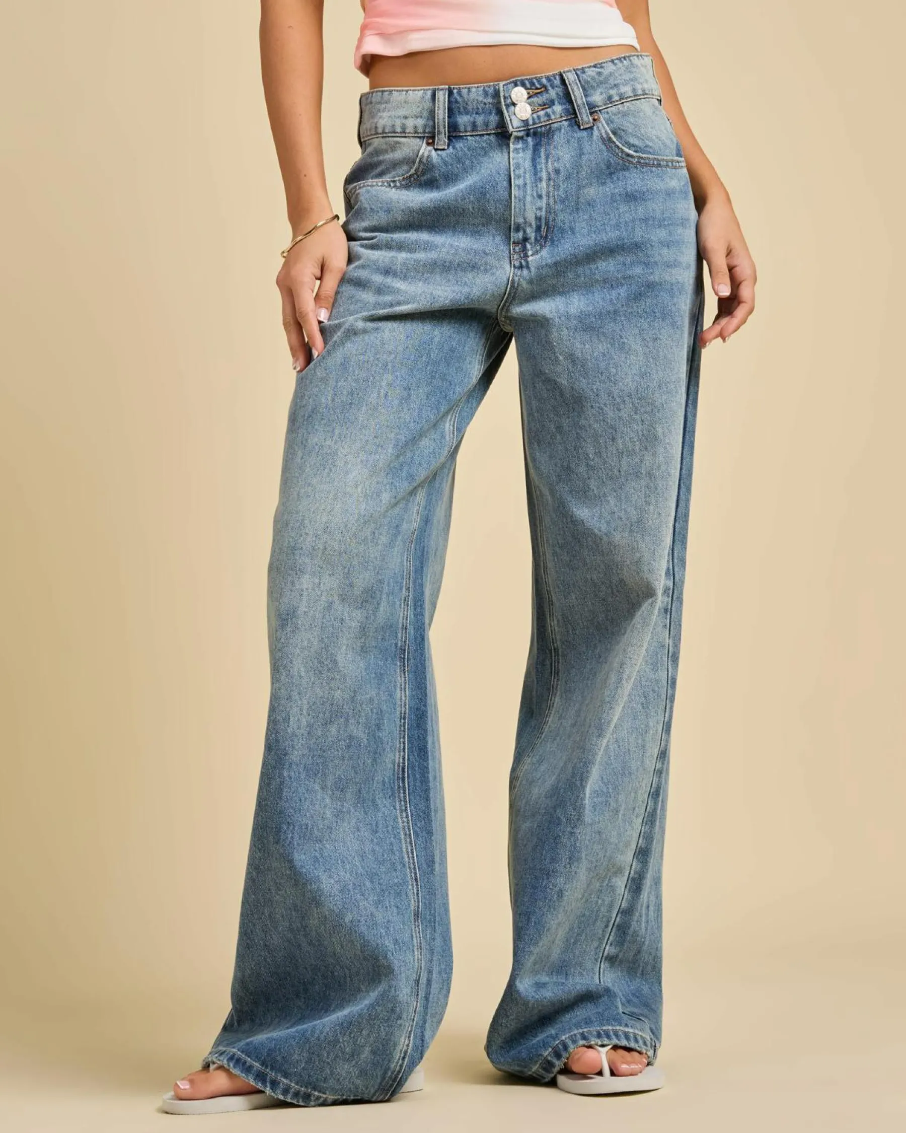 Denim|Bottoms*DESU Austin Wide Leg Jeans Blasted Garage