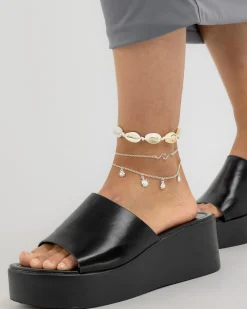 Jewelry|Jewelry*Karyn In LA Ava Anklet Pack White/shiny Silver