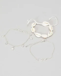 Jewelry|Jewelry*Karyn In LA Ava Anklet Pack White/shiny Silver