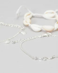 Jewelry|Jewelry*Karyn In LA Ava Anklet Pack White/shiny Silver