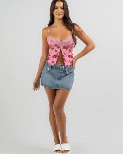 Tops*Ava And Ever Ava Cami Top Pink Rose Floral