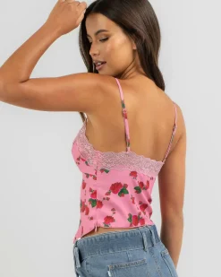 Tops*Ava And Ever Ava Cami Top Pink Rose Floral