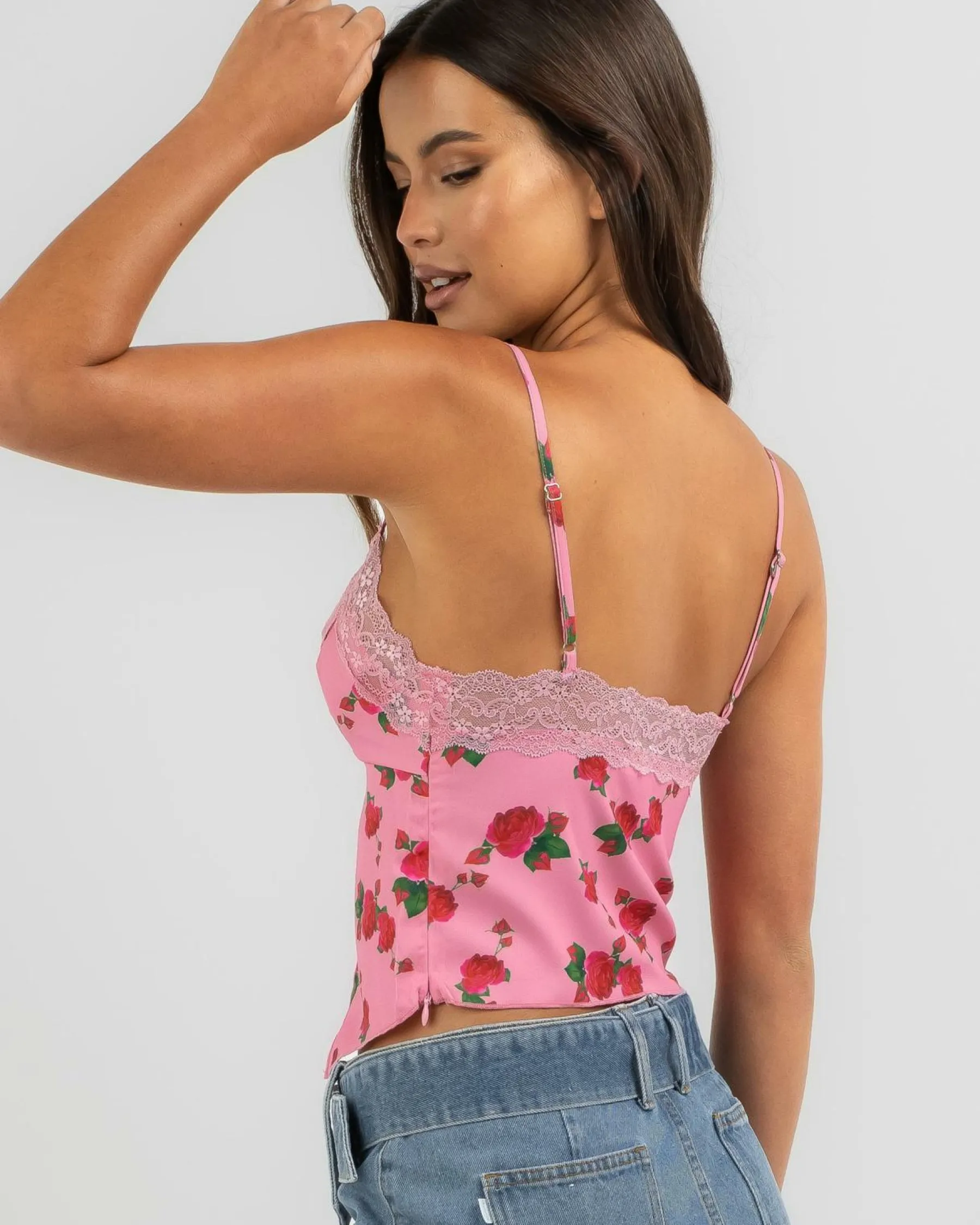 Tops*Ava And Ever Ava Cami Top Pink Rose Floral