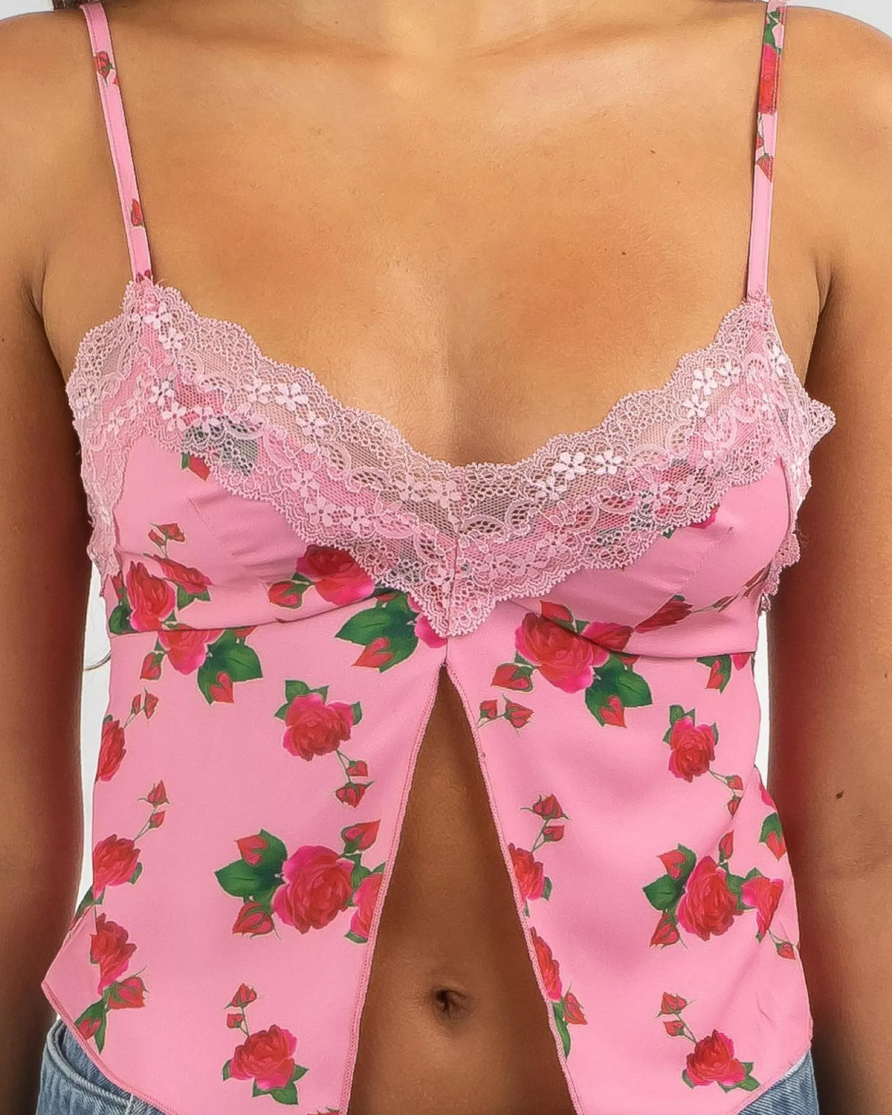 Tops*Ava And Ever Ava Cami Top Pink Rose Floral