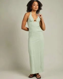 Linen Blend|Dresses*Mooloola Ava Hawaii Maxi Dress Sage