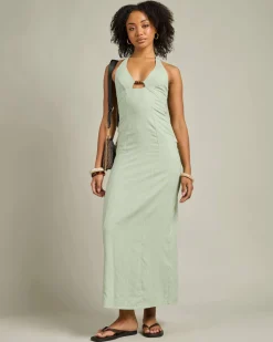 Linen Blend|Dresses*Mooloola Ava Hawaii Maxi Dress Sage