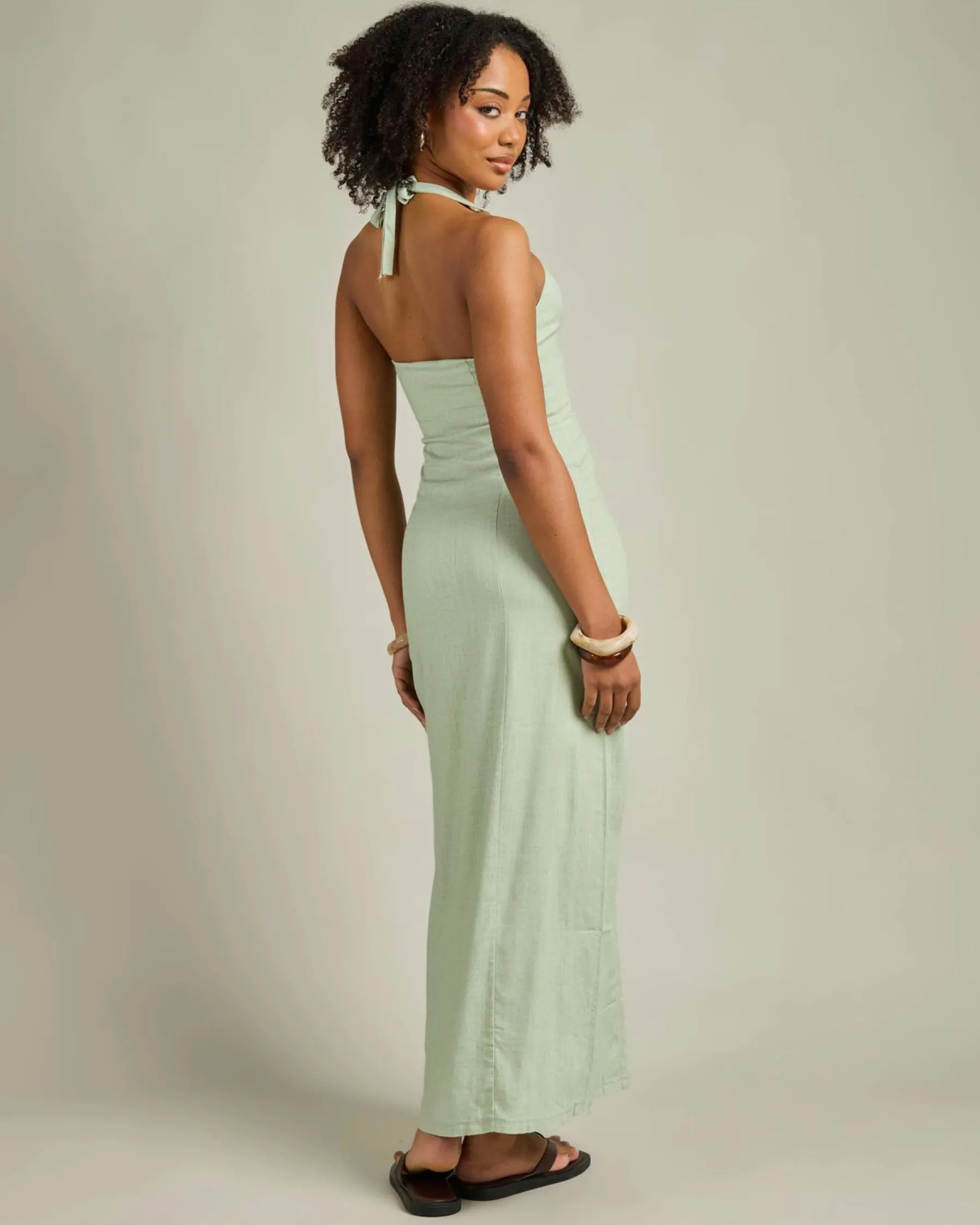 Linen Blend|Dresses*Mooloola Ava Hawaii Maxi Dress Sage