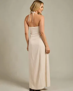Linen Blend|Dresses*Mooloola Ava Hawaii Maxi Dress Natural Salt & Pepper