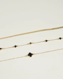 Jewelry|Jewelry*Karyn In LA Baby Clover Bracelet pack Gold/black
