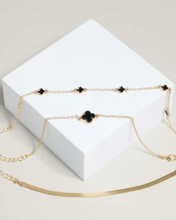 Jewelry|Jewelry*Karyn In LA Baby Clover Bracelet pack Gold/black