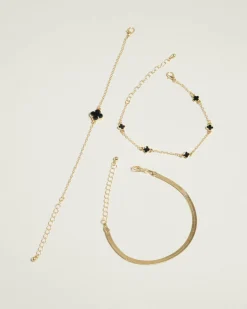 Jewelry|Jewelry*Karyn In LA Baby Clover Bracelet pack Gold/black