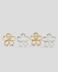 Face & Body*Karyn In LA Baby Jordy Flower Hair Claw Clip Pack Gold/silver