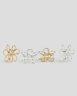 Face & Body*Karyn In LA Baby Jordy Flower Hair Claw Clip Pack Gold/silver