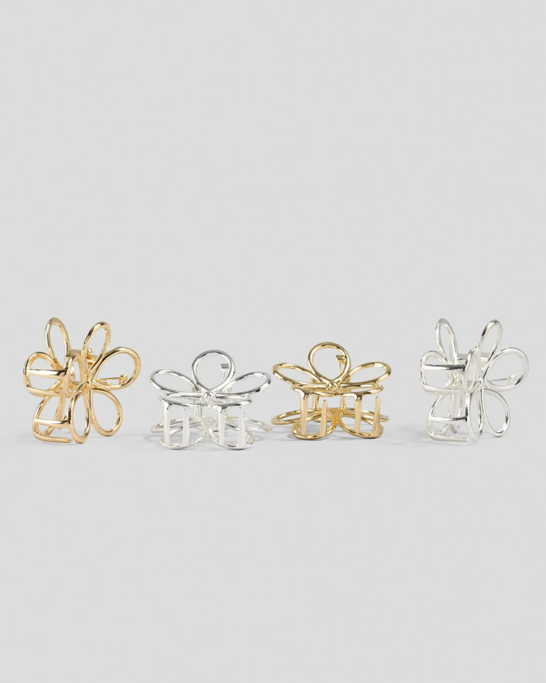 Face & Body*Karyn In LA Baby Jordy Flower Hair Claw Clip Pack Gold/silver