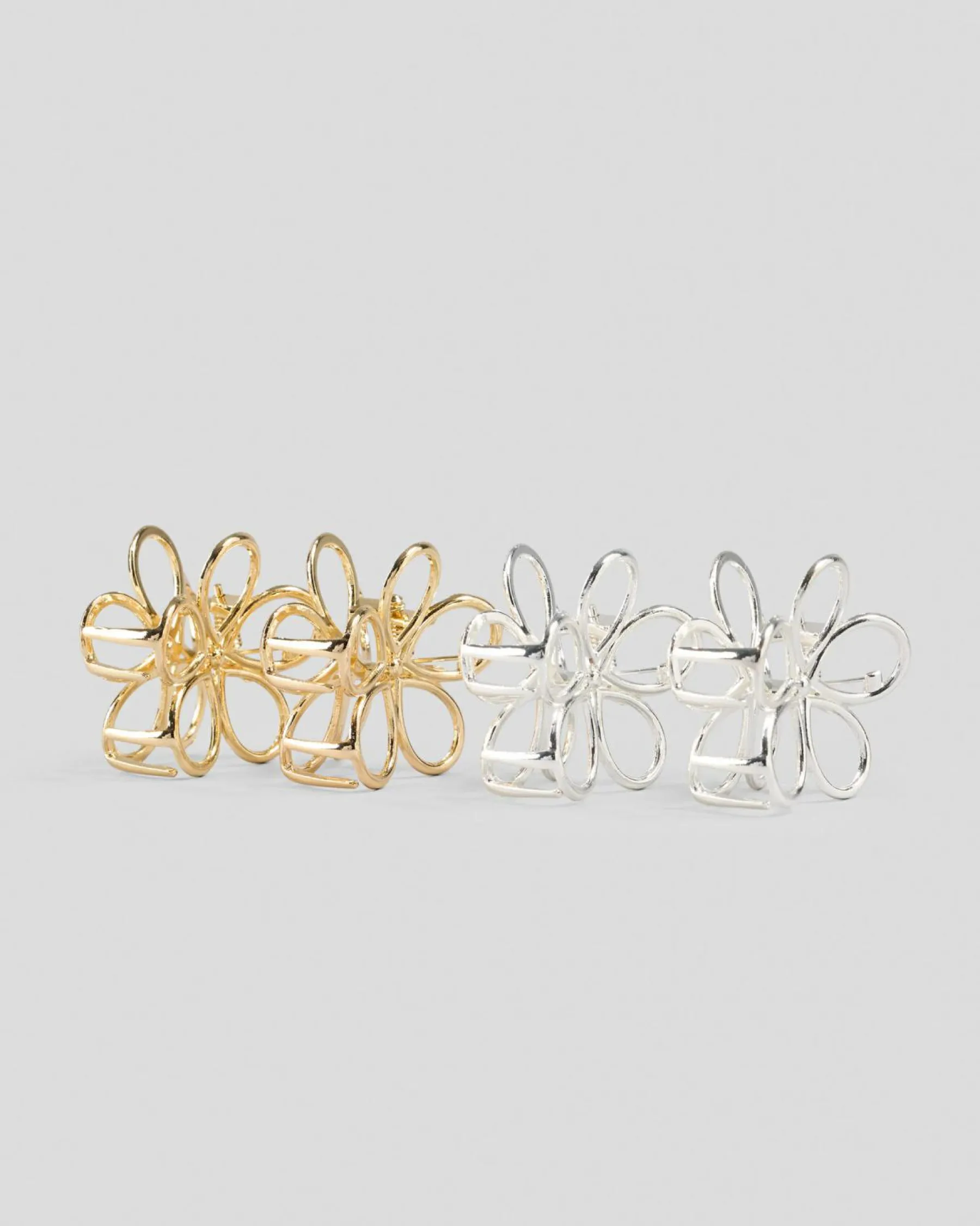 Face & Body*Karyn In LA Baby Jordy Flower Hair Claw Clip Pack Gold/silver