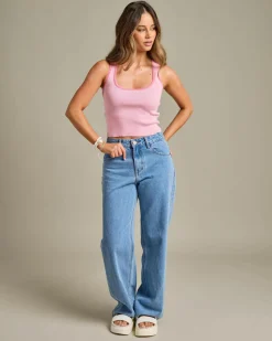 Tops*Mooloola Bambi Basic Knit Top Pink/pink