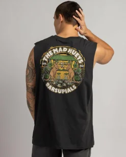 Tops & T-Shirts*The Mad Hueys Barsupials Muscle Tank Vintage Black