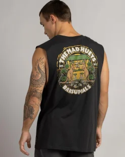 Tops & T-Shirts*The Mad Hueys Barsupials Muscle Tank Vintage Black