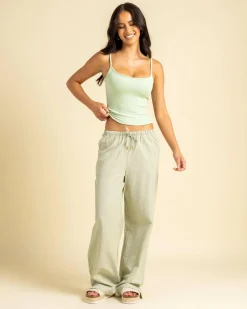 Tops*Mooloola Basic Fine Rib Cami Top Pistachio