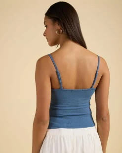 Tops*Mooloola Basic Fine Rib Cami Top Indigo