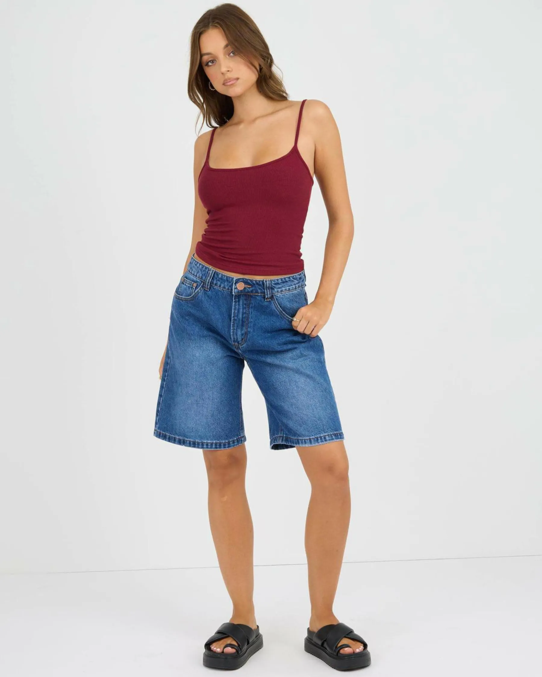 Best Basic Fine Rib Cami Top Women Tops