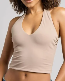 Tops*Ava And Ever Basic Halter Top Taupe