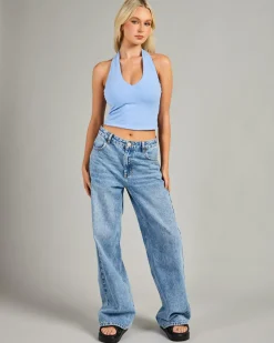 Tops*Ava And Ever Basic Halter Top Cornflower Blue