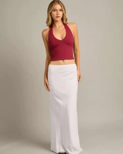 Tops*Ava And Ever Basic Halter Top Burgundy