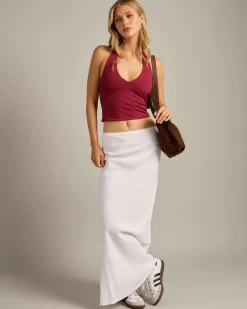 Tops*Ava And Ever Basic Halter Top Burgundy
