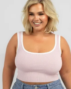 Tops*Mooloola Basic Knit Top Light Pink/white