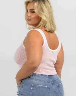 Tops*Mooloola Basic Knit Top Light Pink/white